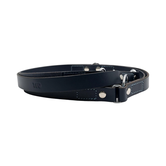 Leather Dog Leash – Adjustable & Durable, Black (M)