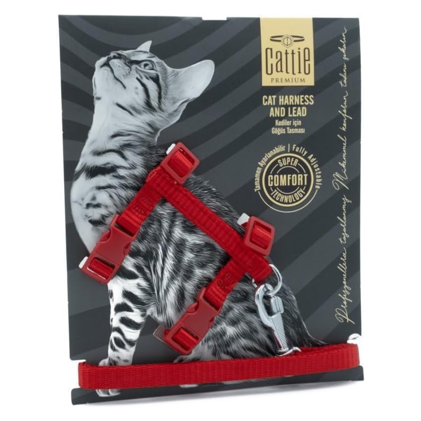 Teo Premium Webbing Cat Harness & Leash Set โ Black (25โ40 cm)