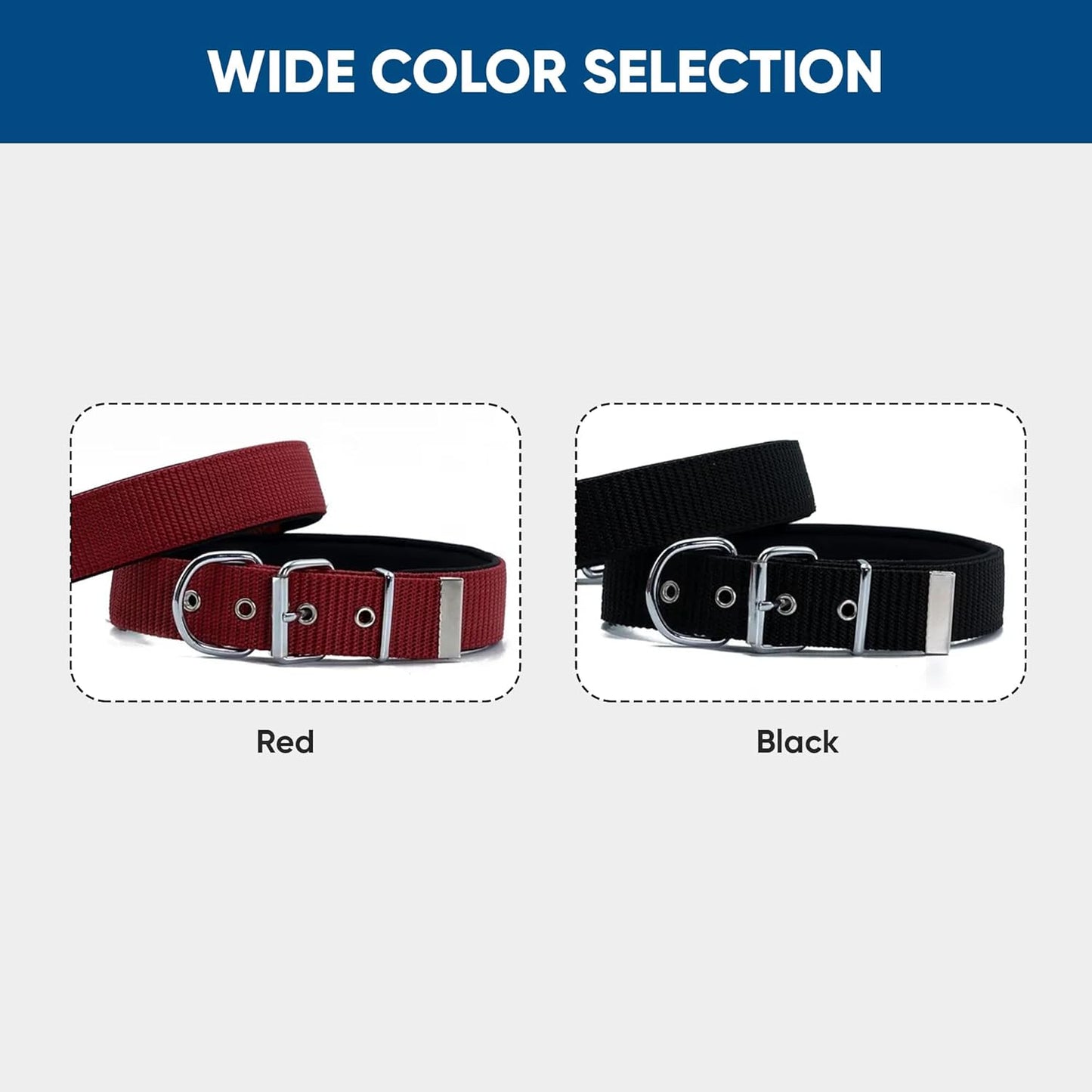 Comfort Webbing Big Dog Collar โ Black (47โ55 cm)