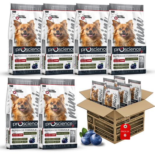 Teo Premium Proscience Mini Puppy Lamb & Blueberry Dog Food 2KG, 78% Animal Protein, Hypoallergenic Low-Grain Formula, DHA & Fish Oil for Brain Development, Healthy Growth for Small Breed Puppies