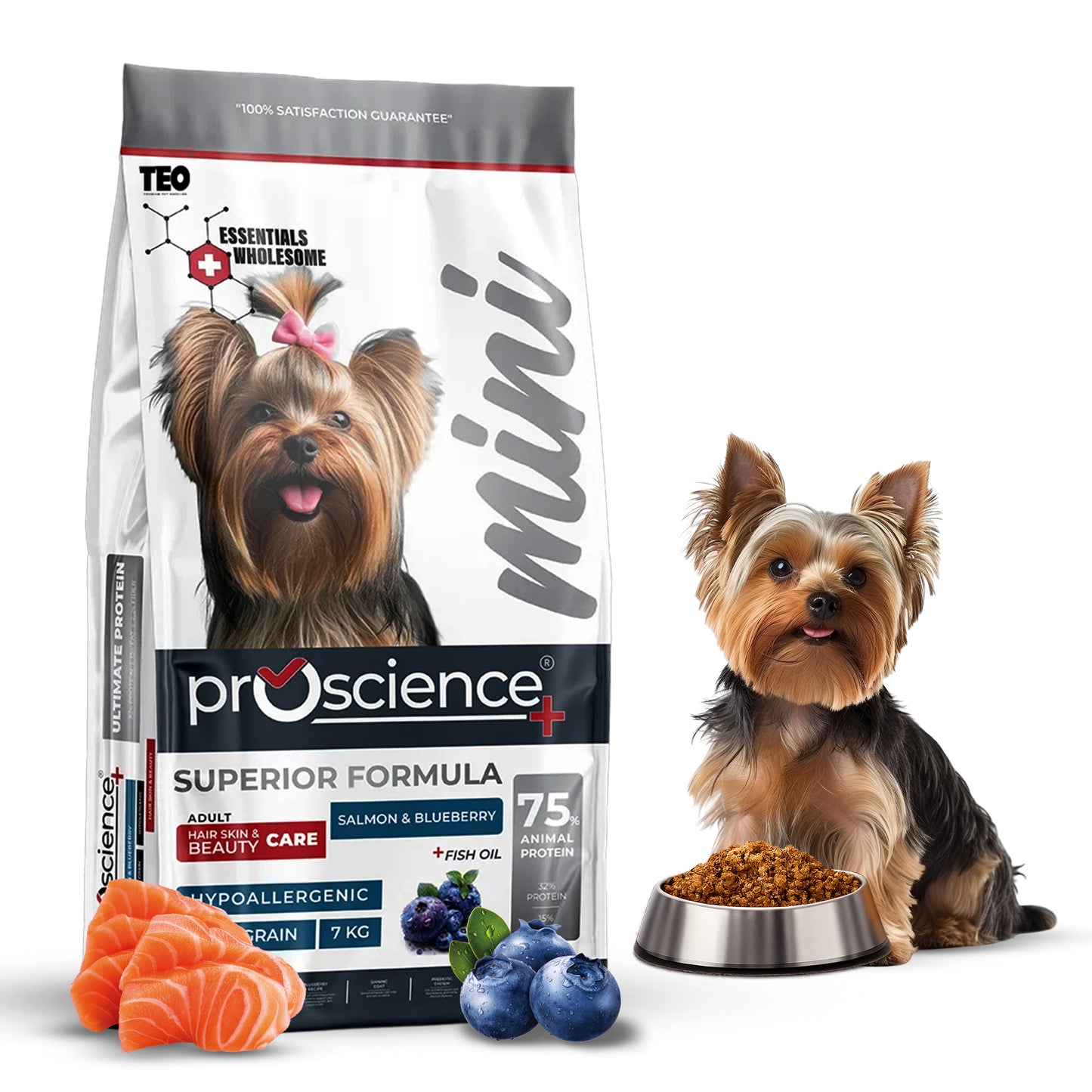 Teo Premium Proscience Mini Puppy Lamb & Blueberry Dog Food 2KG, 78% Animal Protein, Hypoallergenic Low-Grain Formula, DHA & Fish Oil for Brain Development, Healthy Growth for Small Breed Puppies