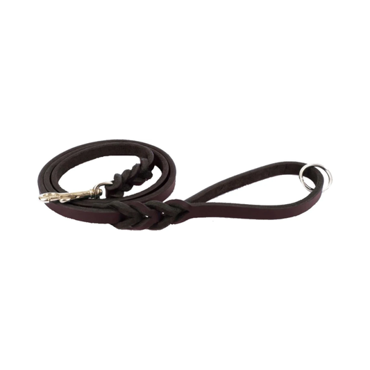 Teo Premium Leather Dog Leash – Oil Brown, L, Braided & Durable