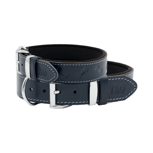 Teo Premium Leather Dog Collar – Black, XS+, Adjustable & Durable