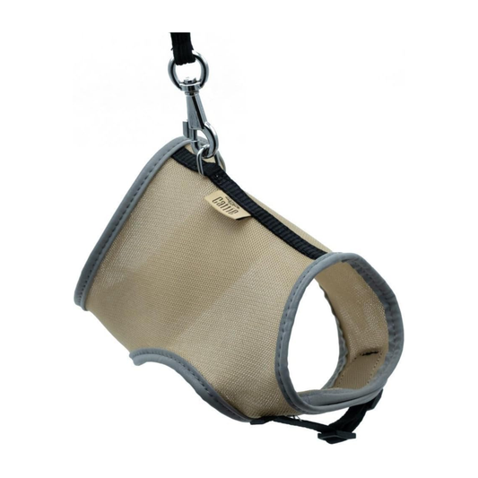 Airy Webbing Breathable Cat Harness & Leash Set – Beige (25–35 cm)