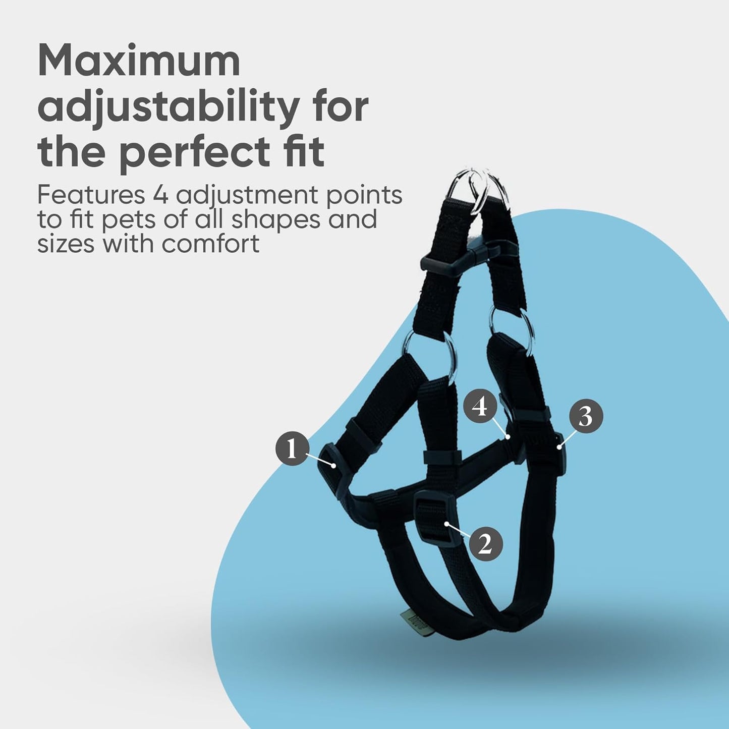 Comfort Webbing Ronin Dog Harness – Adjustable, Padded & Lightweight (Black, 3XL)