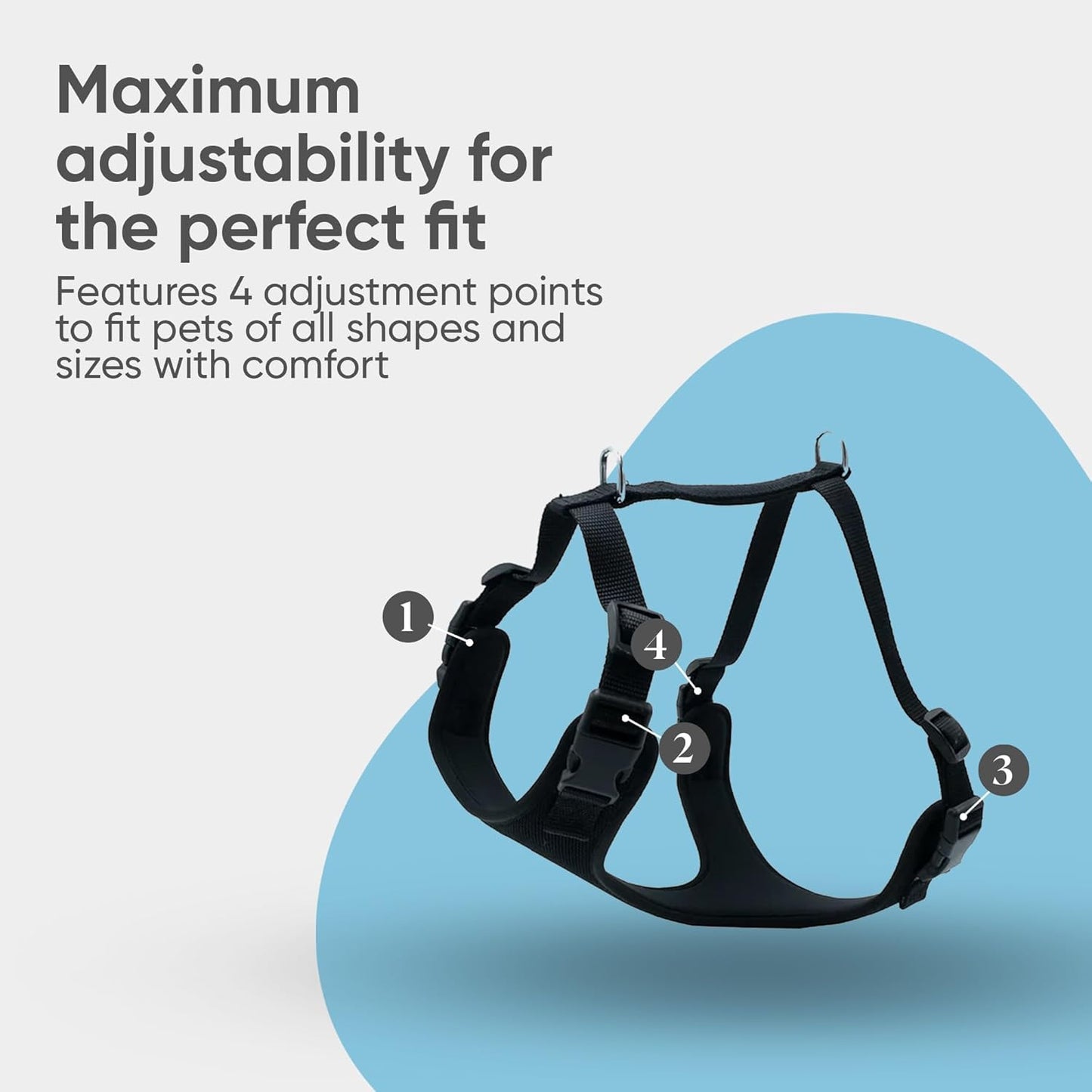 Airy Webbing No-Pull Dog Harness – Reflective, Adjustable & Padded Vest (Black, Small)