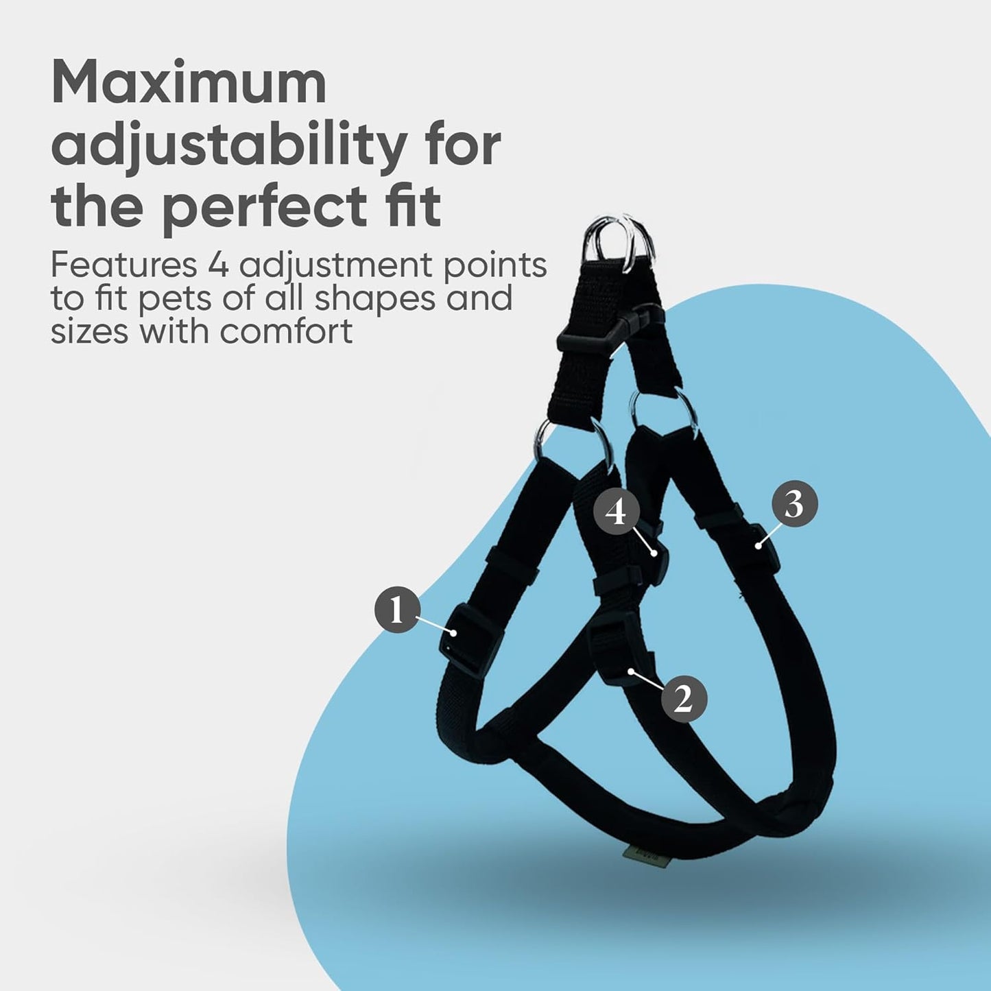 Comfort Webbing Ronin Dog Harness – Adjustable, Padded & Lightweight (Black, 3XL)