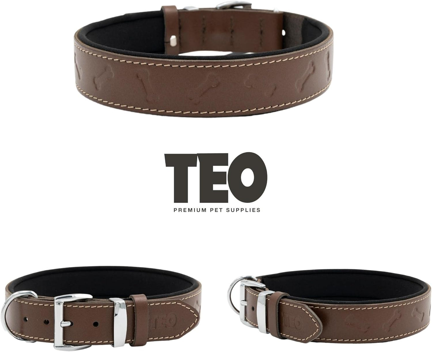 Teo Premium Leather Dog Collar – Black, XS+, Adjustable & Durable