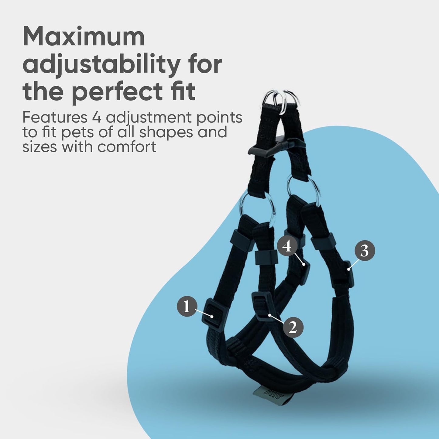 Comfort Webbing Ronin Dog Harness – Adjustable, Padded & Lightweight (Black, 3XL)