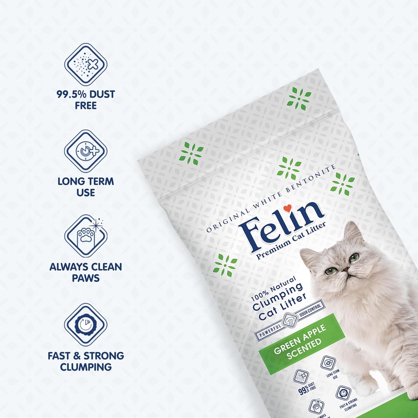 Felin Cat Litter – Natural Bentonite, Dust-Free, Clumping, 10L
