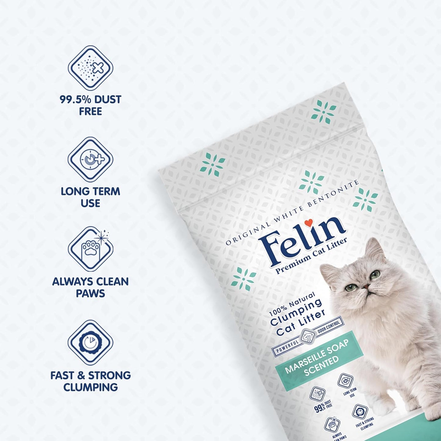 Felin Cat Litter – Natural Bentonite, Dust-Free, Clumping, 10L