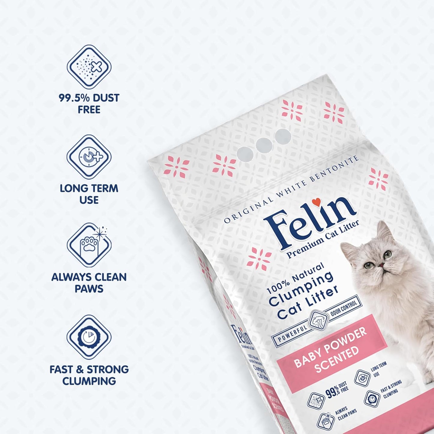 Felin Cat Litter – Natural Bentonite, Dust-Free, Clumping, 10L