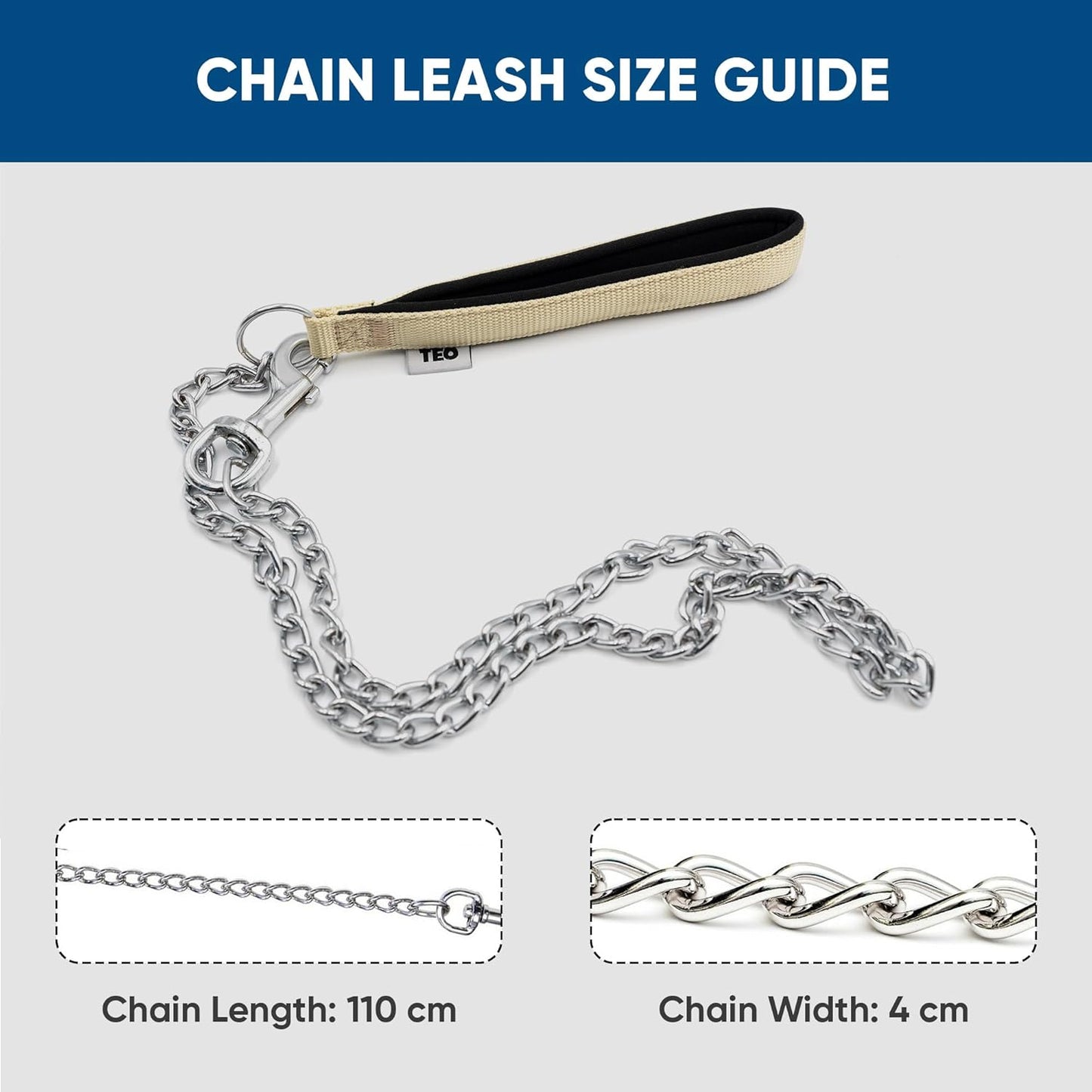 Comfort Webbing Dog Chain Leash – Heavy-Duty Metal Leash (110 cm)