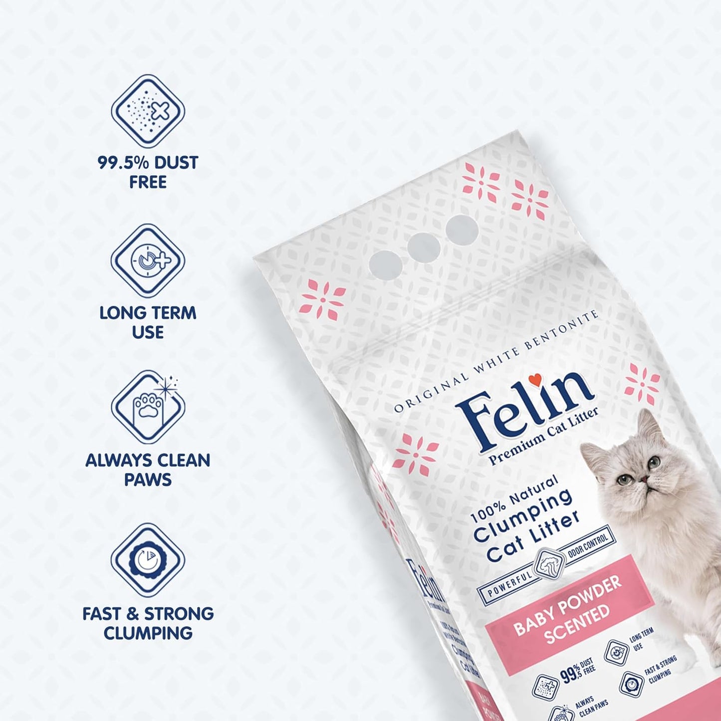 Felin Cat Litter – Natural Bentonite, Dust-Free, Clumping, 10L