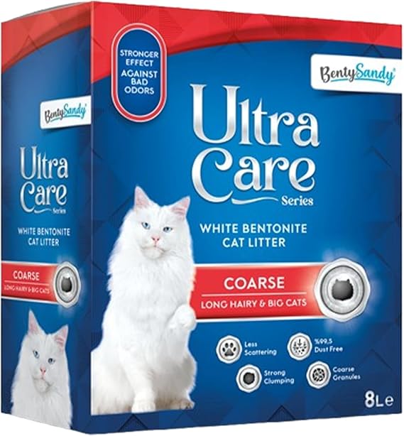 BentySandy Cat Litter – Natural Bentonite, Dust-Free, Clumping, 8L (Active Carbon)