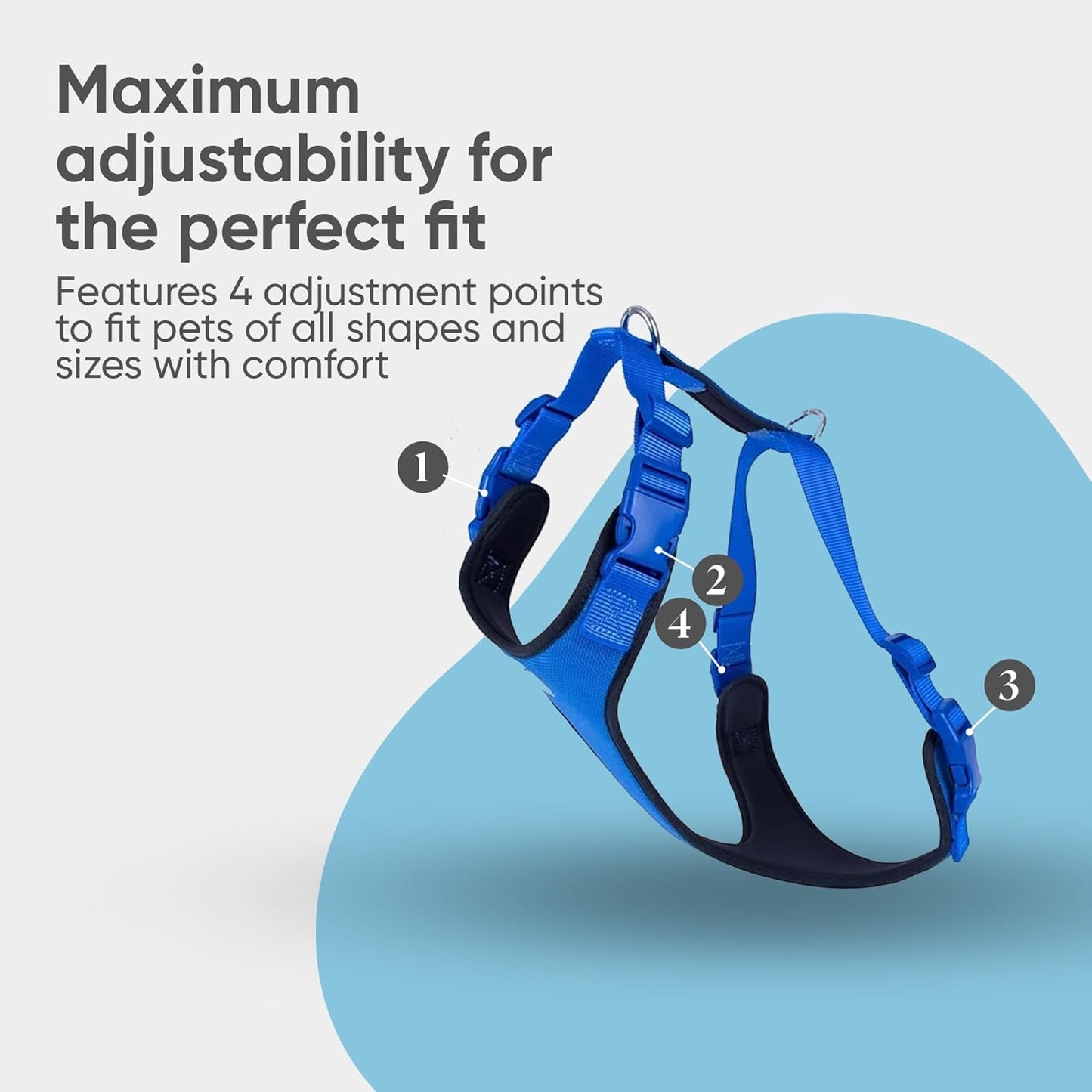 Airy Webbing No-Pull Dog Harness – Reflective, Adjustable & Padded Vest (Black, Small)