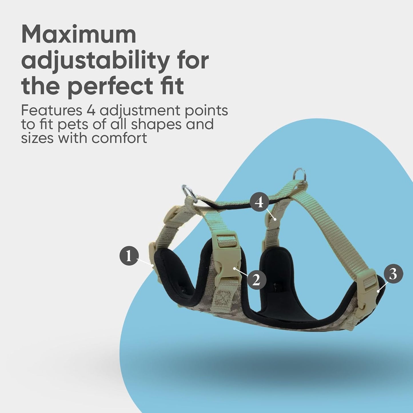 Airy Webbing No-Pull Dog Harness – Reflective, Adjustable & Padded Vest (Black, Small)