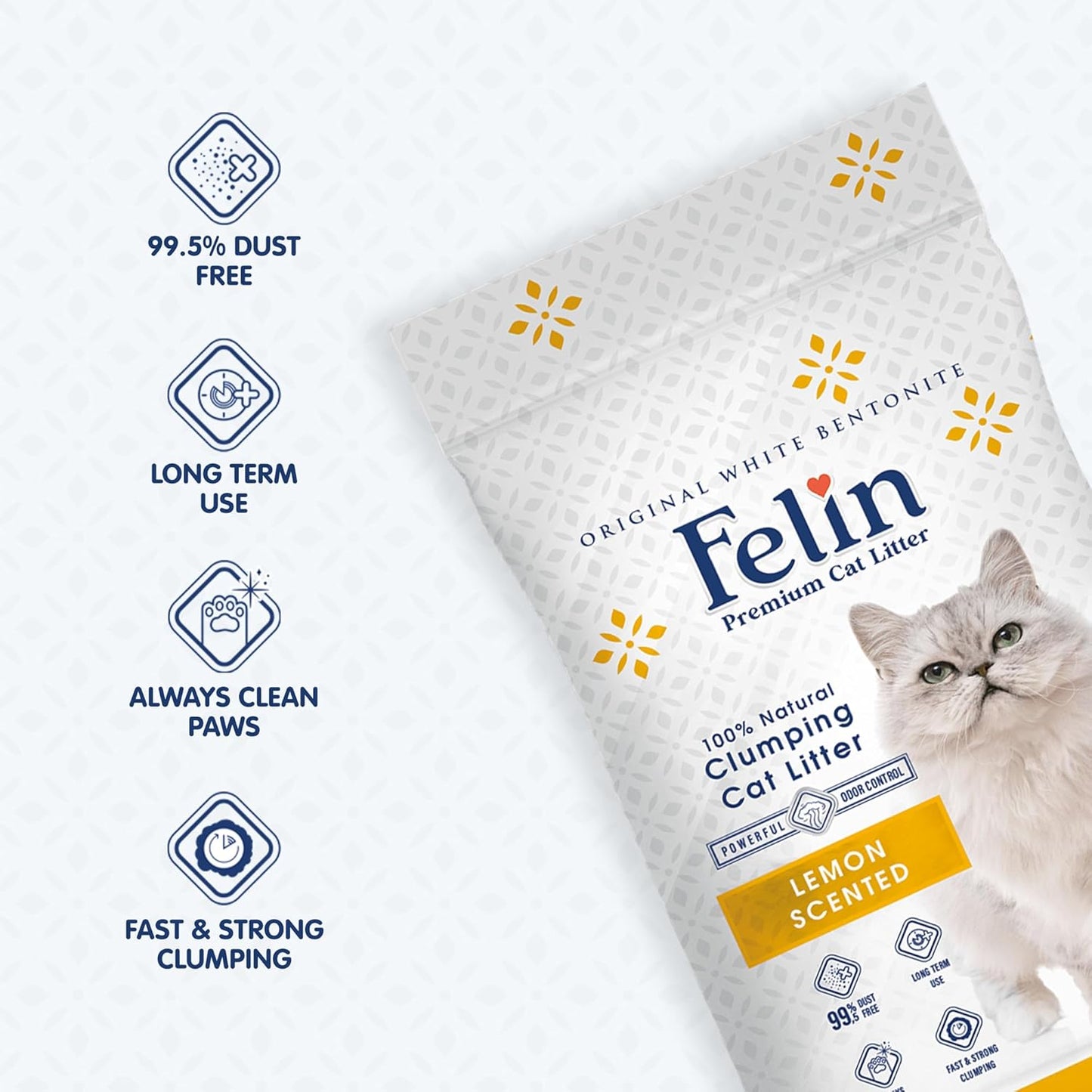 Felin Cat Litter – Natural Bentonite, Dust-Free, Clumping, 10L