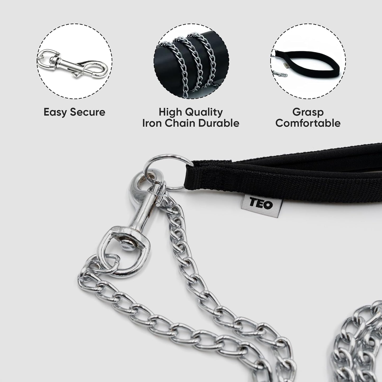 Comfort Webbing Dog Chain Leash – Heavy-Duty Metal Leash (110 cm)
