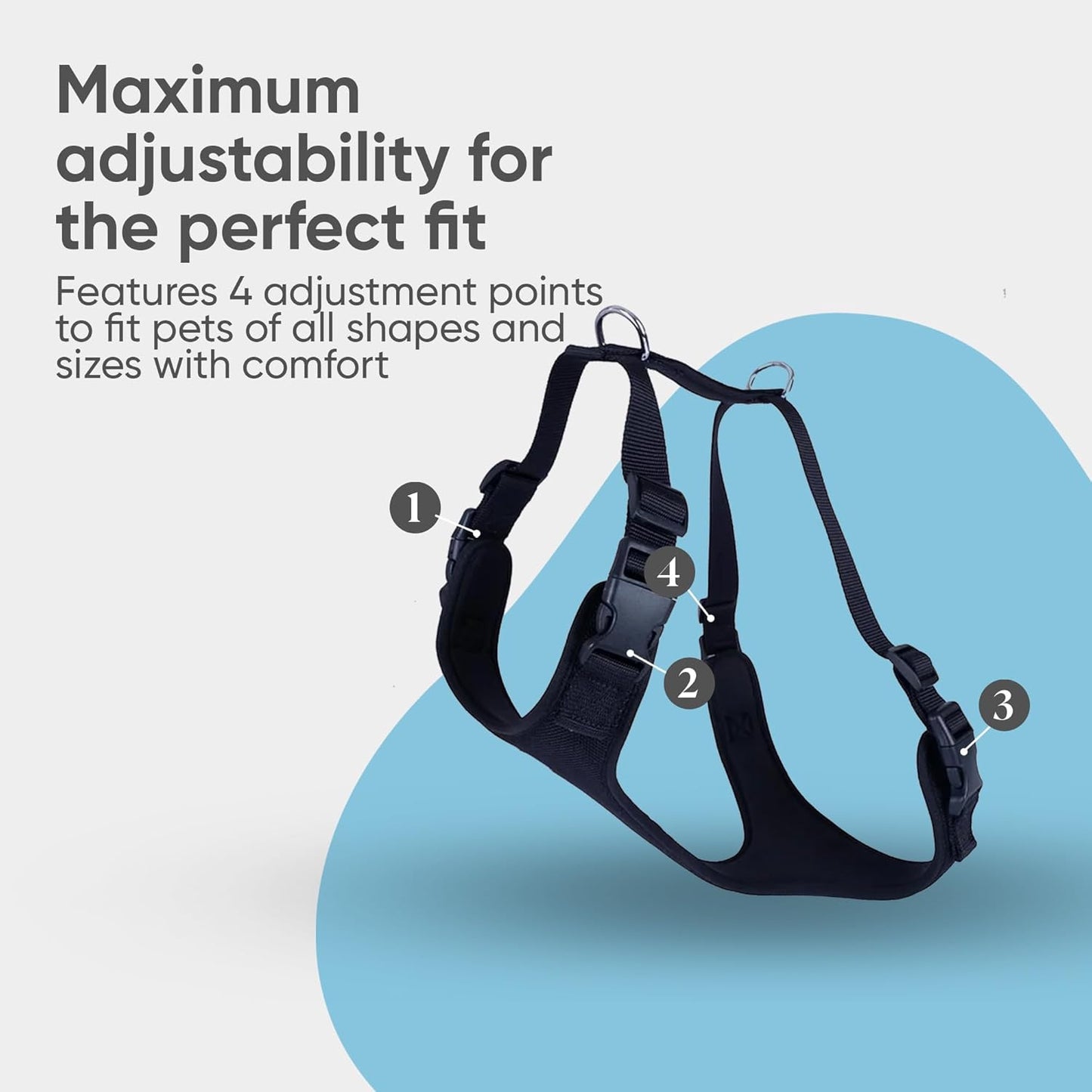 Airy Webbing No-Pull Dog Harness – Reflective, Adjustable & Padded Vest (Black, Small)