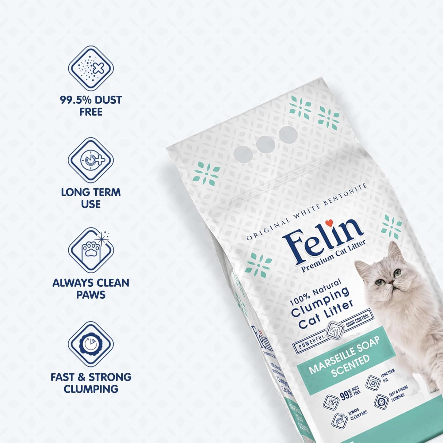 Felin Cat Litter – Natural Bentonite, Dust-Free, Clumping, 10L