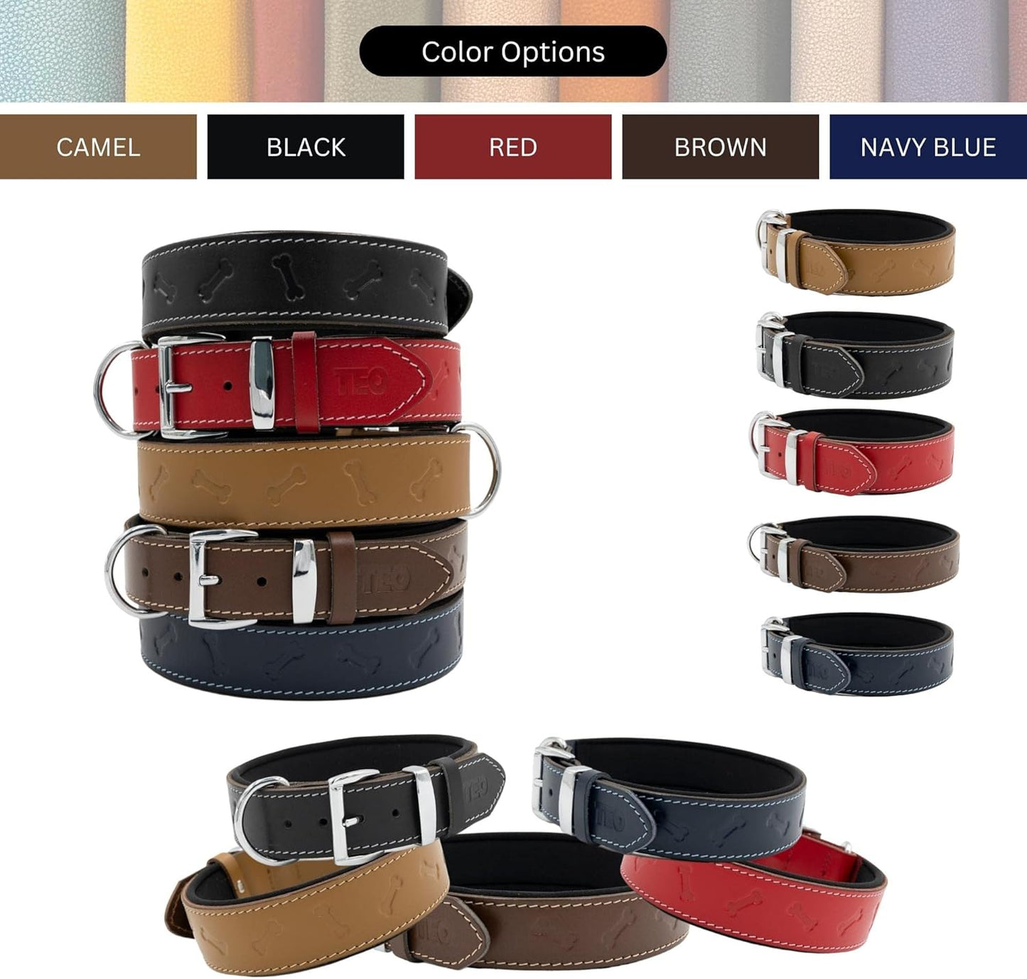 Teo Premium Leather Dog Collar – Black, XS+, Adjustable & Durable