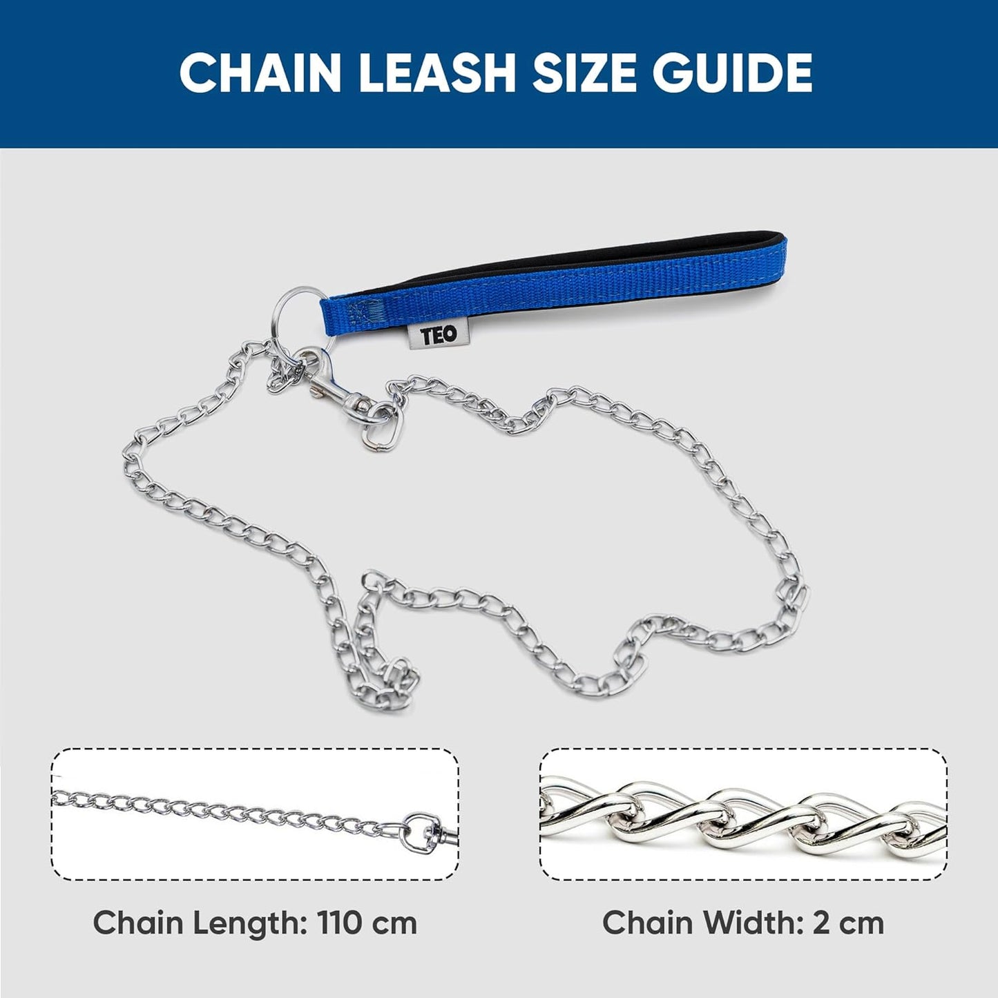 Comfort Webbing Dog Chain Leash – Heavy-Duty Metal Leash (110 cm)