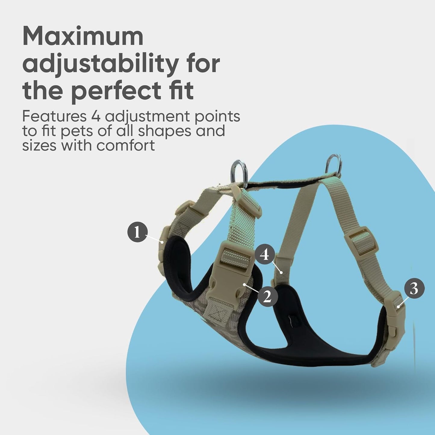 Airy Webbing No-Pull Dog Harness – Reflective, Adjustable & Padded Vest (Black, Small)