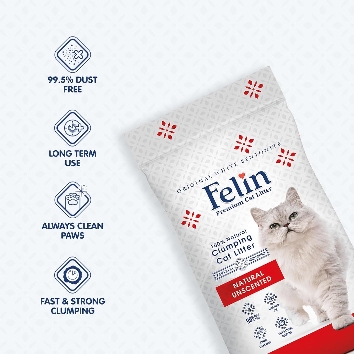 Felin Cat Litter – Natural Bentonite, Dust-Free, Clumping, 10L