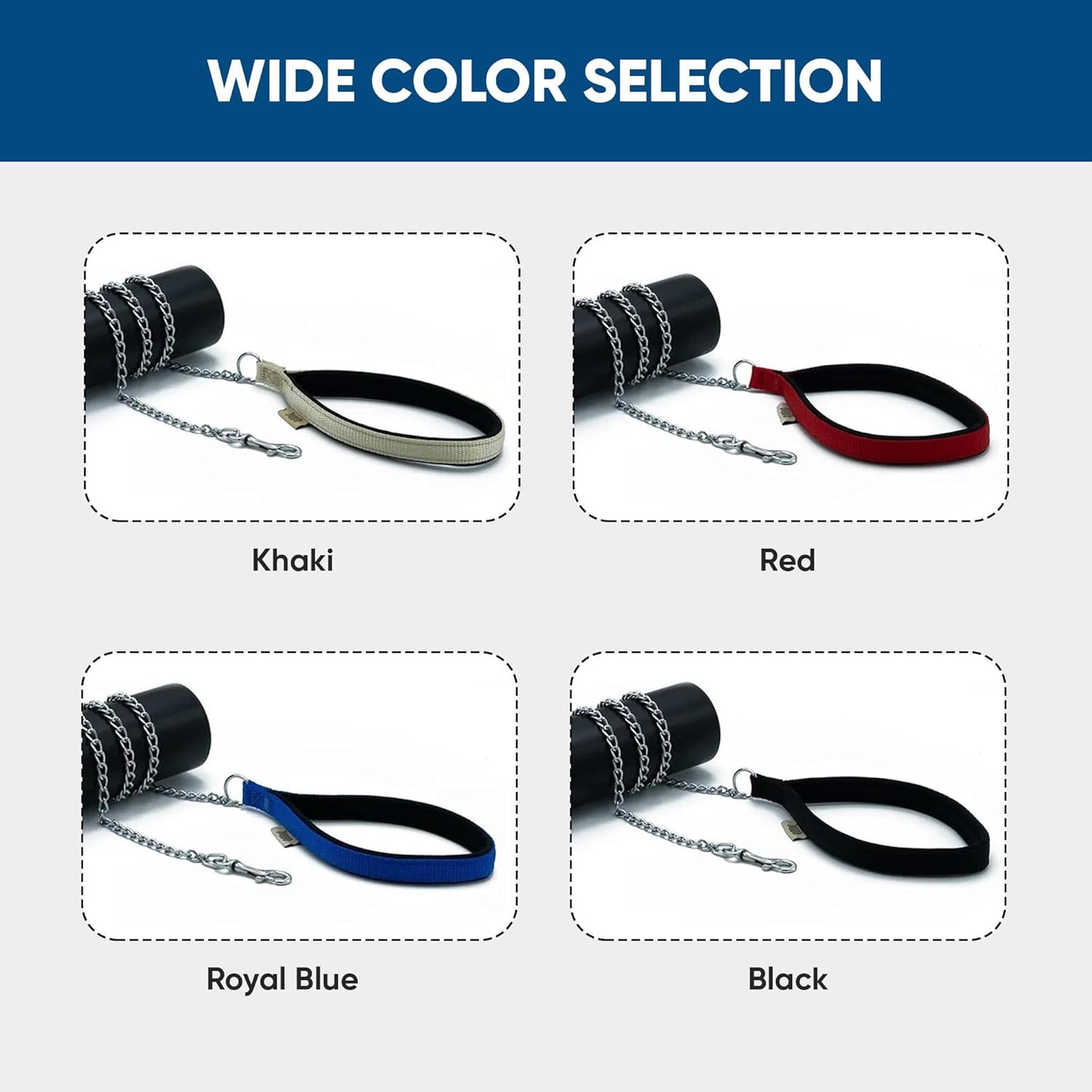 Comfort Webbing Dog Chain Leash – Heavy-Duty Metal Leash (110 cm)