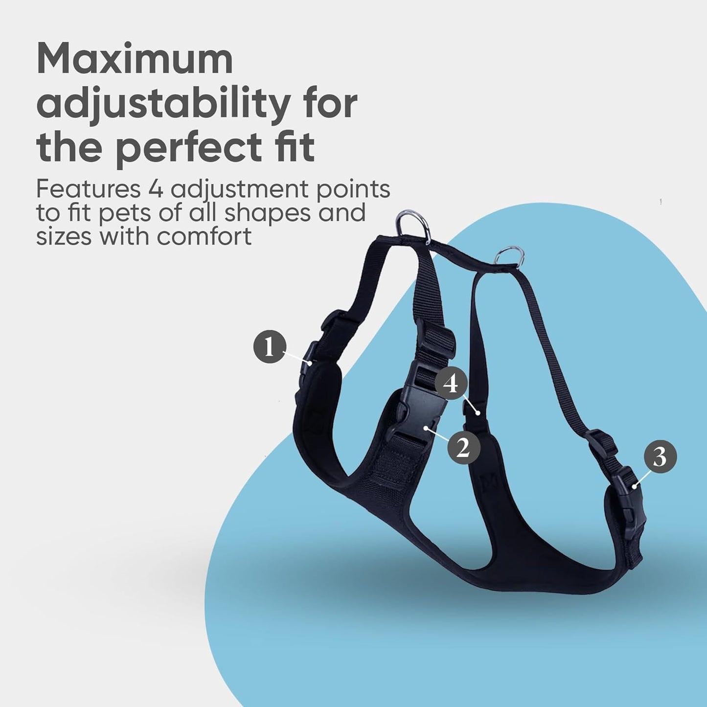 Airy Webbing No-Pull Dog Harness – Reflective, Adjustable & Padded Vest (Black, Small)