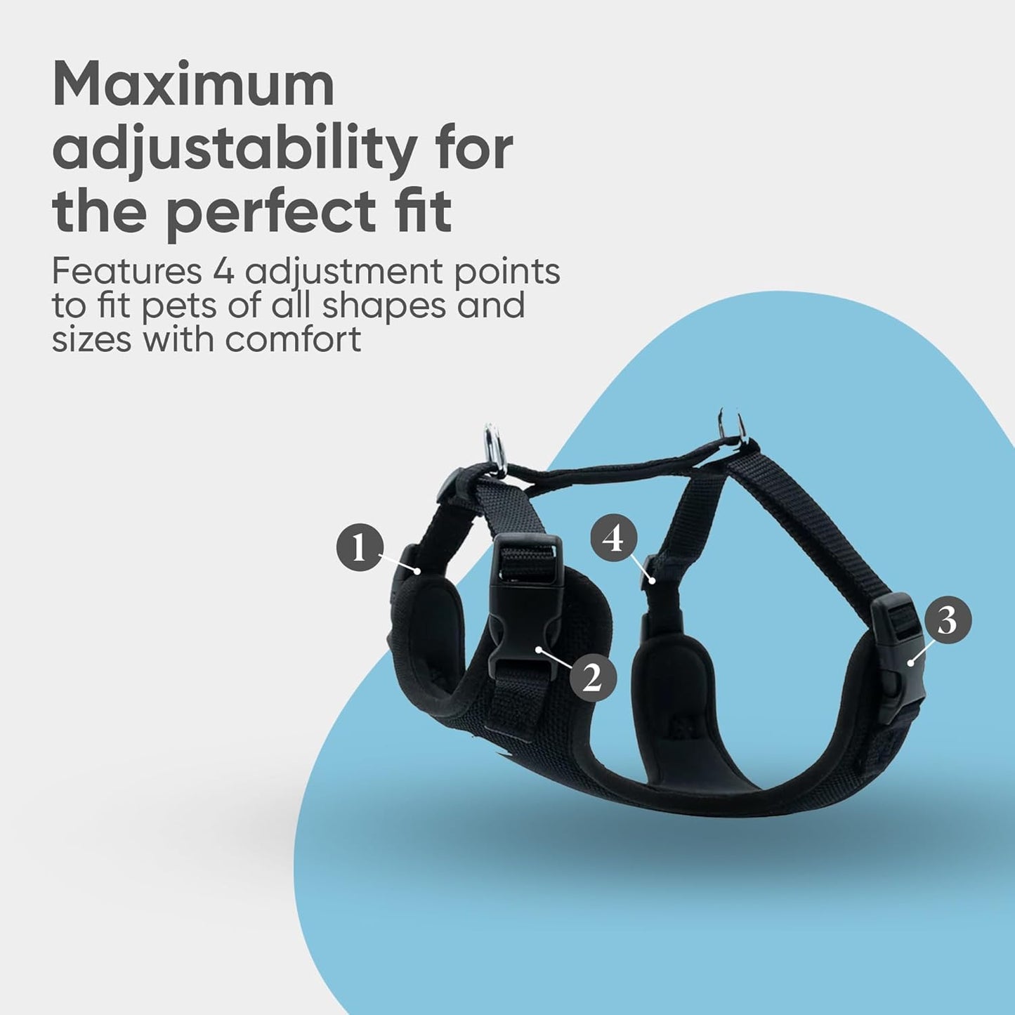 Airy Webbing No-Pull Dog Harness – Reflective, Adjustable & Padded Vest (Black, Small)