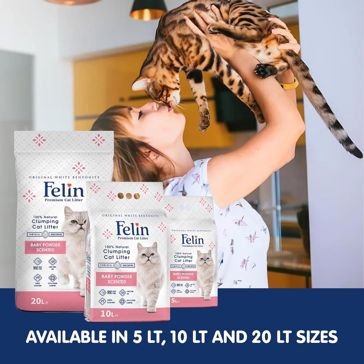 Felin Cat Litter – Natural Bentonite, Dust-Free, Clumping, 10L