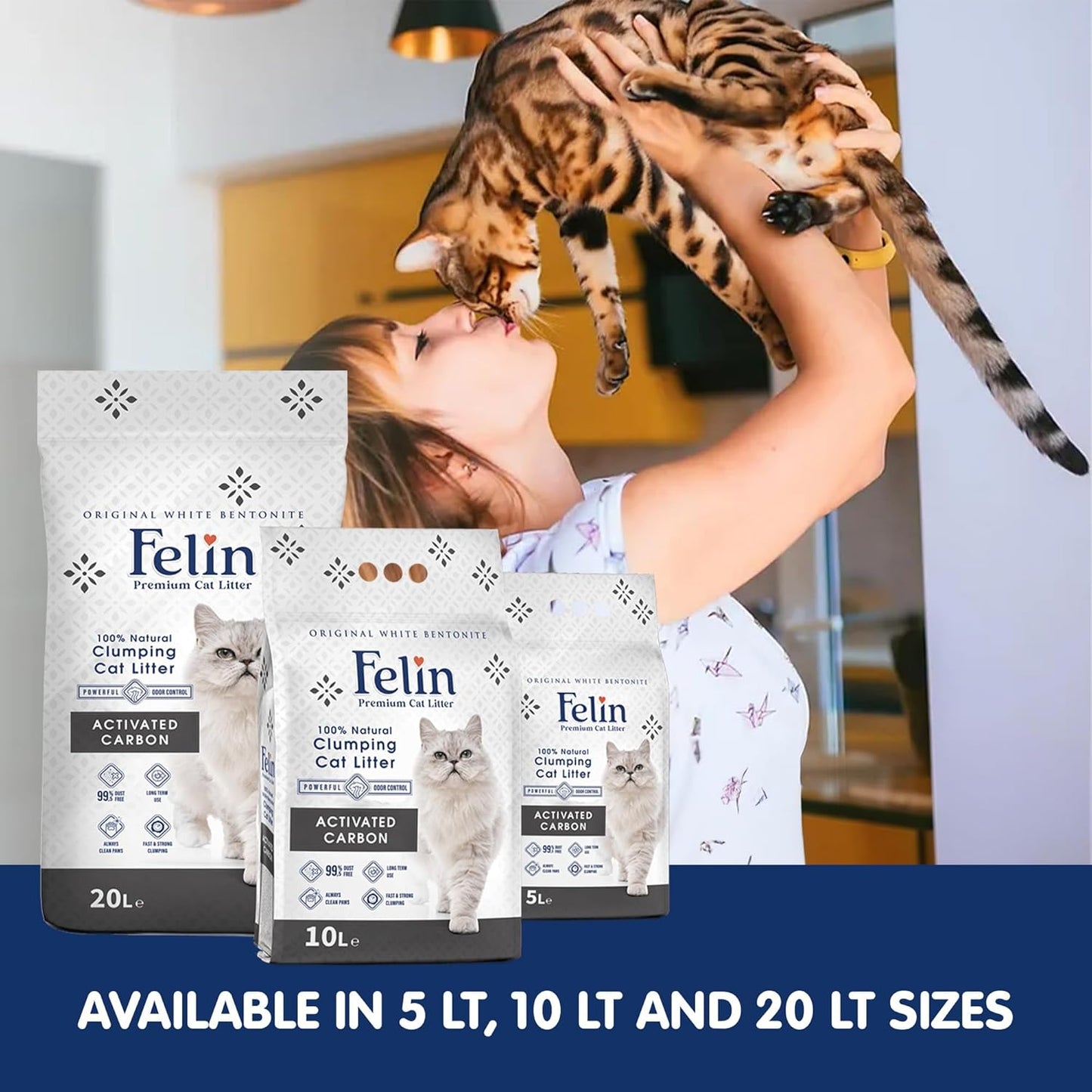 Felin Cat Litter – Natural Bentonite, Dust-Free, Clumping, 10L