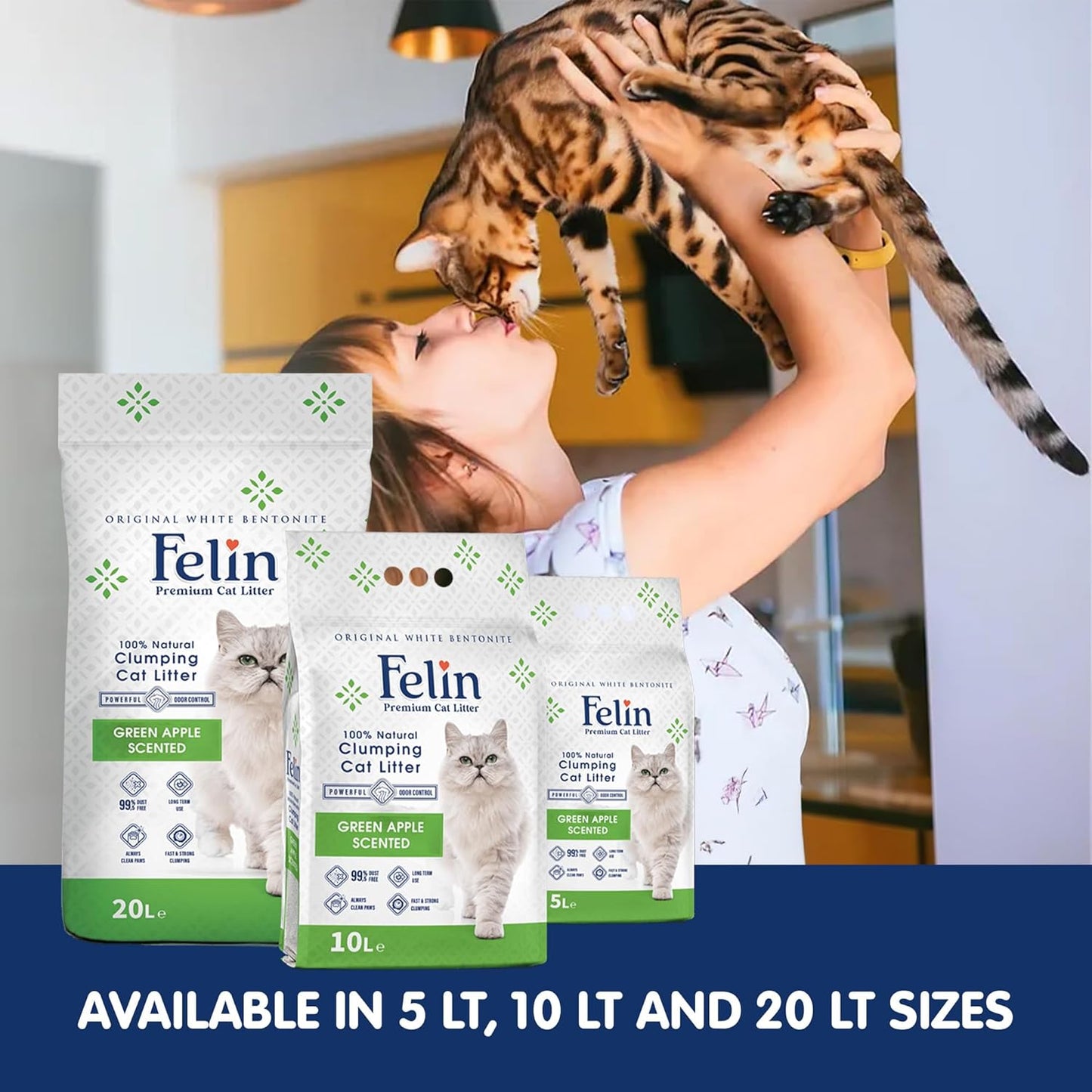 Felin Cat Litter – Natural Bentonite, Dust-Free, Clumping, 10L
