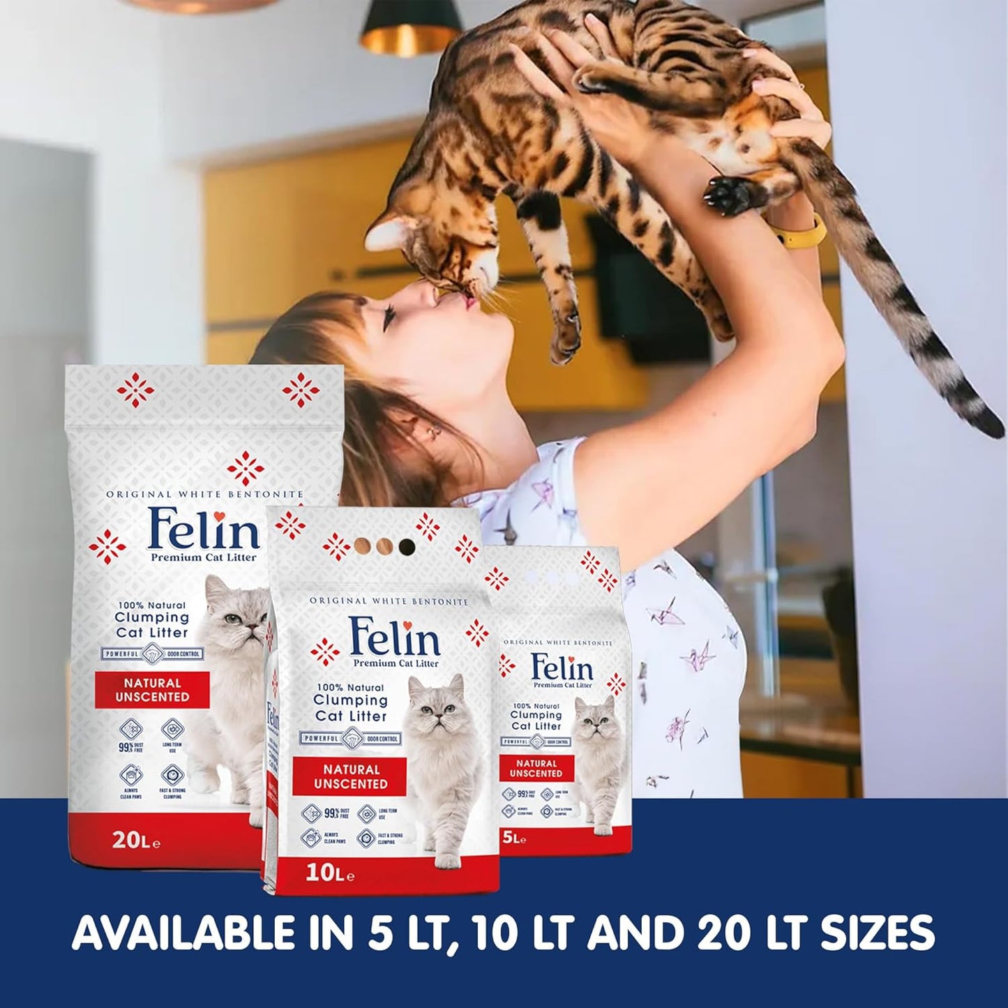 Felin Cat Litter – Natural Bentonite, Dust-Free, Clumping, 10L