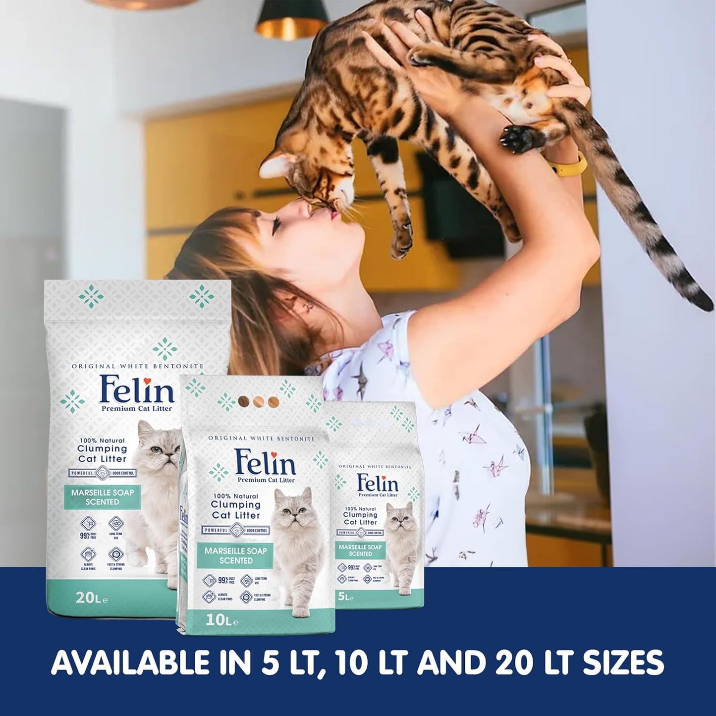 Felin Cat Litter – Natural Bentonite, Dust-Free, Clumping, 10L