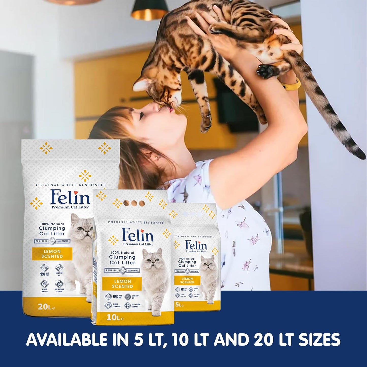 Felin Cat Litter – Natural Bentonite, Dust-Free, Clumping, 10L